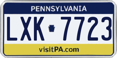 PA license plate LXK7723