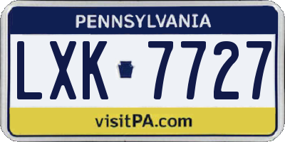 PA license plate LXK7727