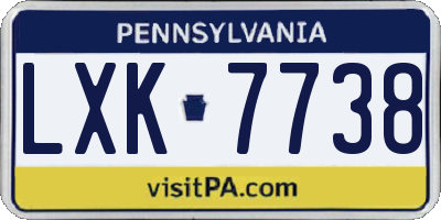 PA license plate LXK7738