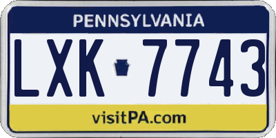 PA license plate LXK7743