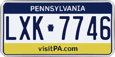 PA license plate LXK7746