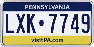 PA license plate LXK7749