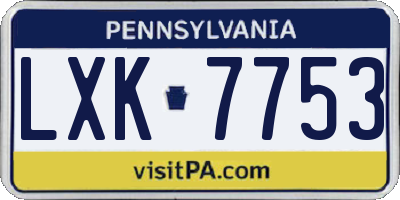 PA license plate LXK7753