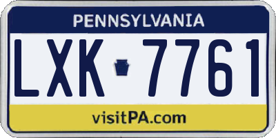 PA license plate LXK7761