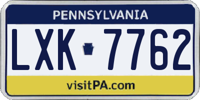 PA license plate LXK7762