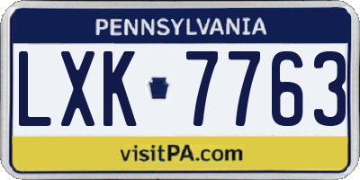 PA license plate LXK7763