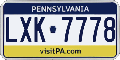 PA license plate LXK7778