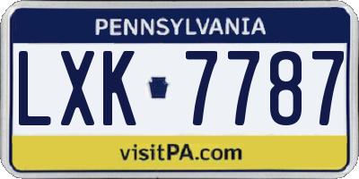 PA license plate LXK7787