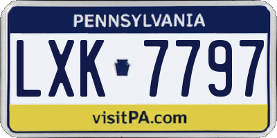 PA license plate LXK7797