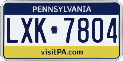 PA license plate LXK7804