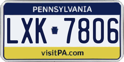 PA license plate LXK7806