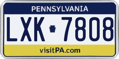 PA license plate LXK7808