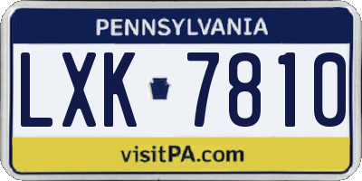 PA license plate LXK7810