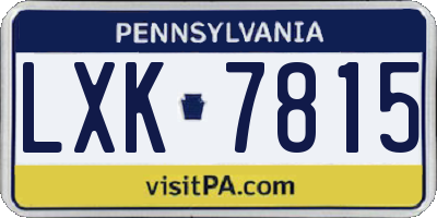 PA license plate LXK7815