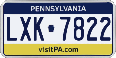 PA license plate LXK7822