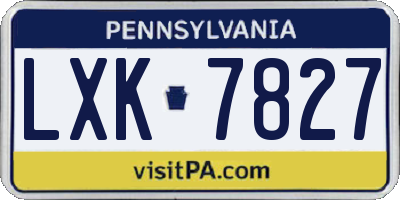 PA license plate LXK7827