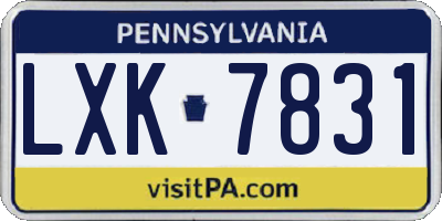 PA license plate LXK7831