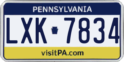 PA license plate LXK7834