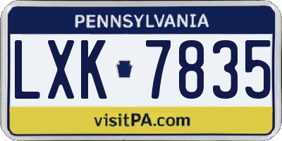 PA license plate LXK7835
