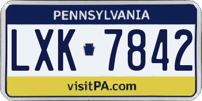 PA license plate LXK7842