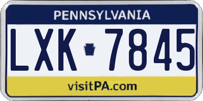 PA license plate LXK7845