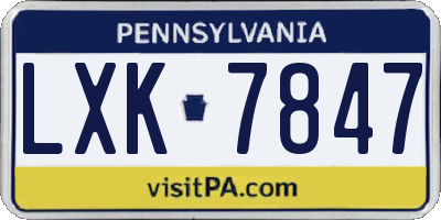 PA license plate LXK7847