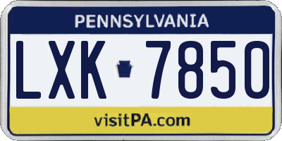 PA license plate LXK7850