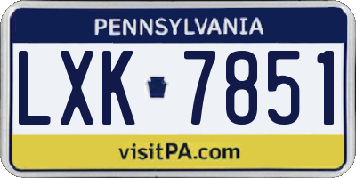 PA license plate LXK7851