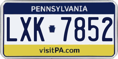 PA license plate LXK7852