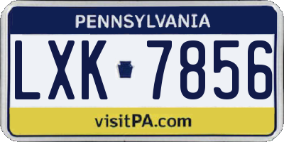 PA license plate LXK7856