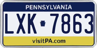 PA license plate LXK7863