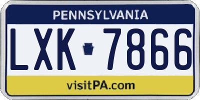 PA license plate LXK7866