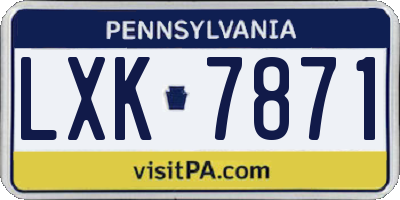 PA license plate LXK7871