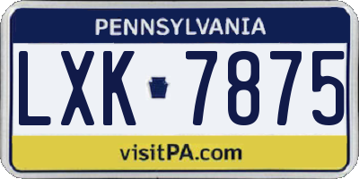 PA license plate LXK7875
