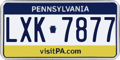 PA license plate LXK7877