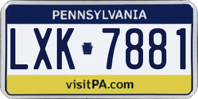 PA license plate LXK7881