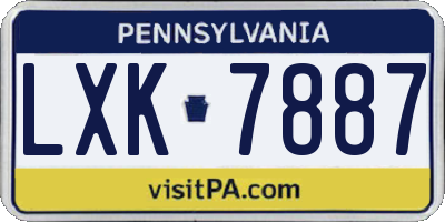 PA license plate LXK7887