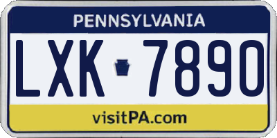 PA license plate LXK7890