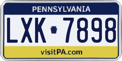 PA license plate LXK7898