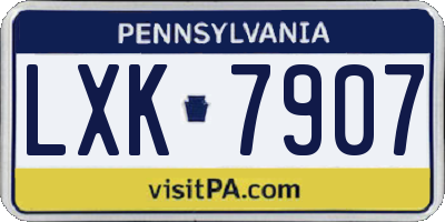 PA license plate LXK7907