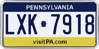 PA license plate LXK7918