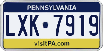 PA license plate LXK7919