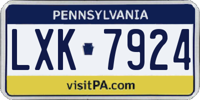 PA license plate LXK7924