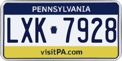 PA license plate LXK7928