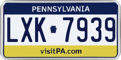 PA license plate LXK7939
