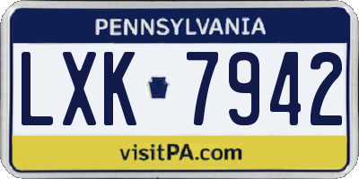 PA license plate LXK7942