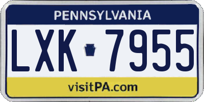 PA license plate LXK7955