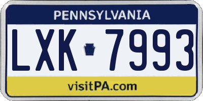 PA license plate LXK7993