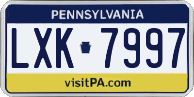 PA license plate LXK7997