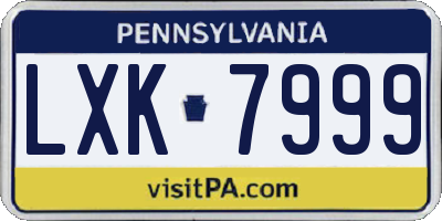 PA license plate LXK7999